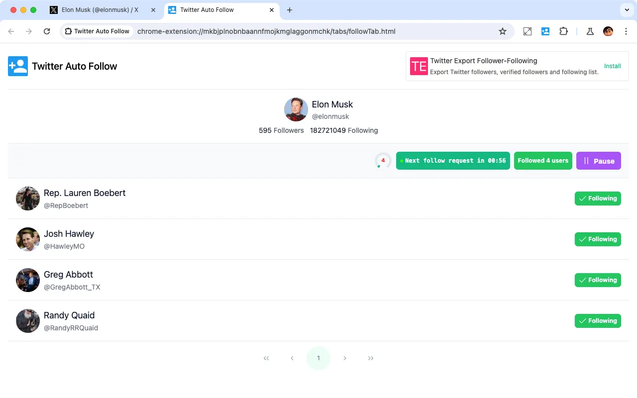 Расширение для автоматической подписки в Twitter